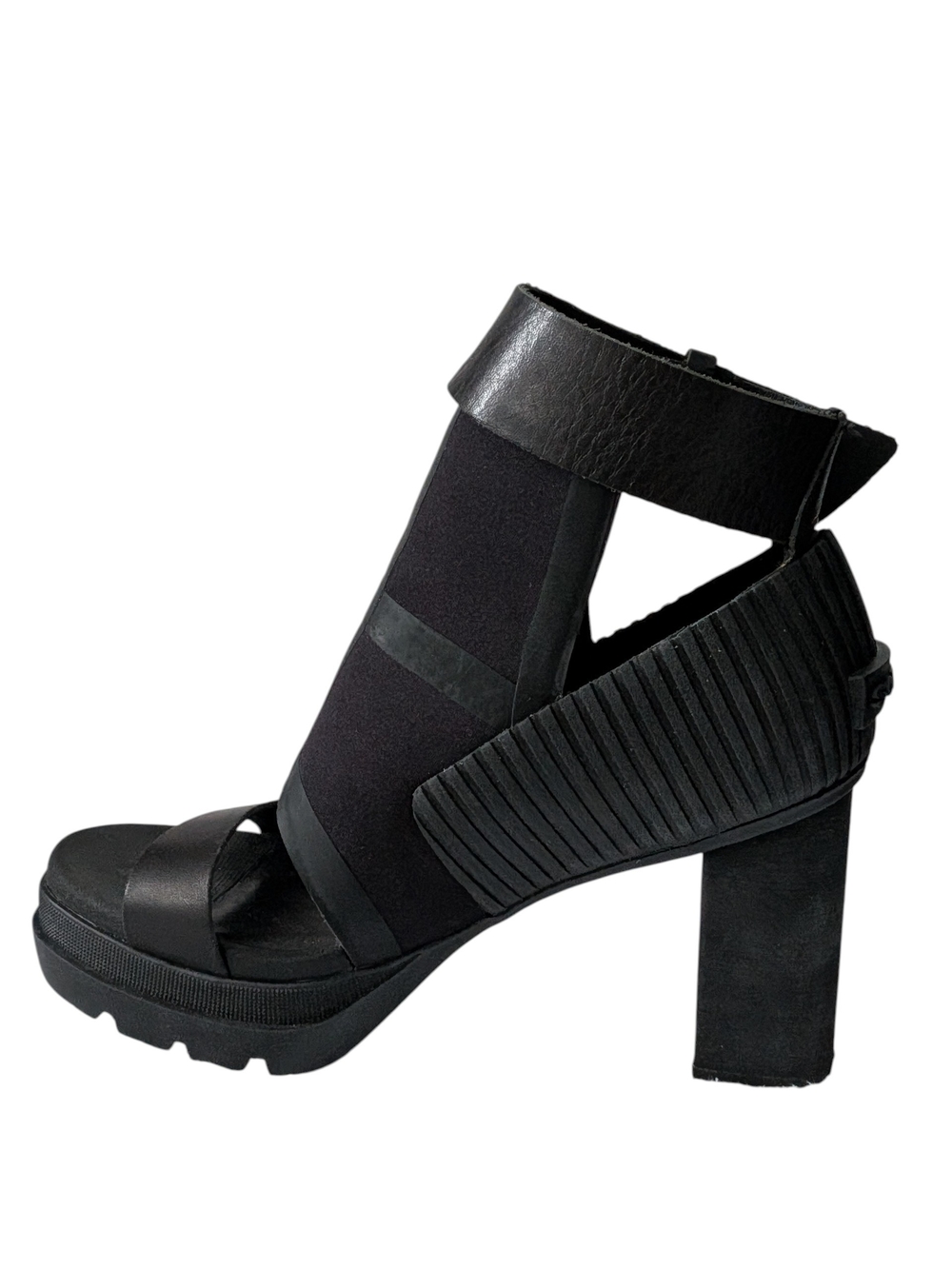 Sorel Black Strappy Block Heel Sandal